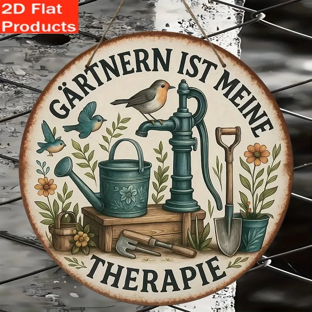 Gardening Tools German - 2D 플랫: 빈티지 정원 표지판 1개,