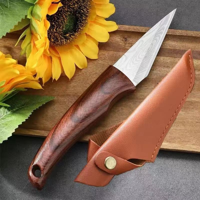 Harvest Knife Garden - 가죽 껍질이 있는 나무 손잡이 접목