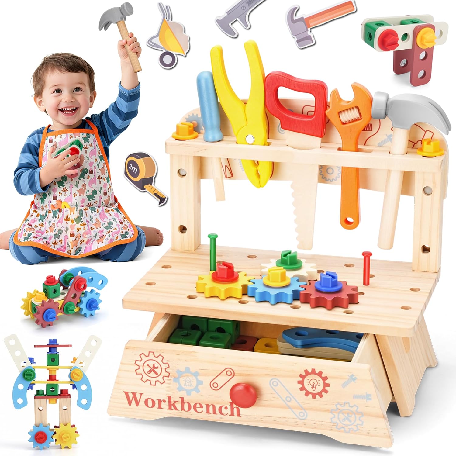 어린이용 나무 공구 벤치, 몬테소리 교육용 역할 놀이  - Gardening Tools Kids 리뷰 및 가격