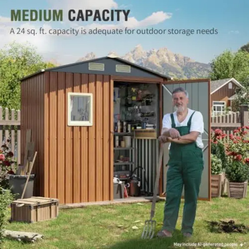 야외용 창고 6x4피트, 잠금 가능한 금속 정원 창고  - Gardening Tools Of 리뷰 및 가격